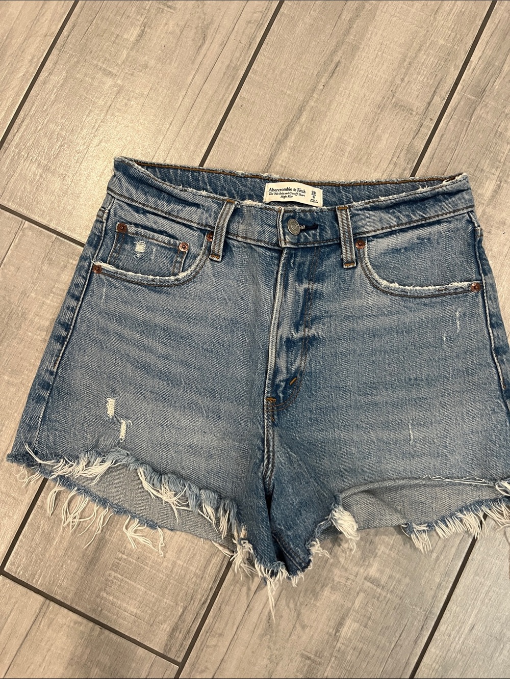 Abercrombie & Fitch Light Blue Frayed Denim Shorts